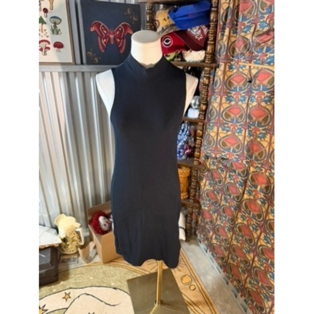 Abercrombie‎ & Fitch Mens Black Ribbed Mock Neck Sleeveless Bodycon Mini Dress M